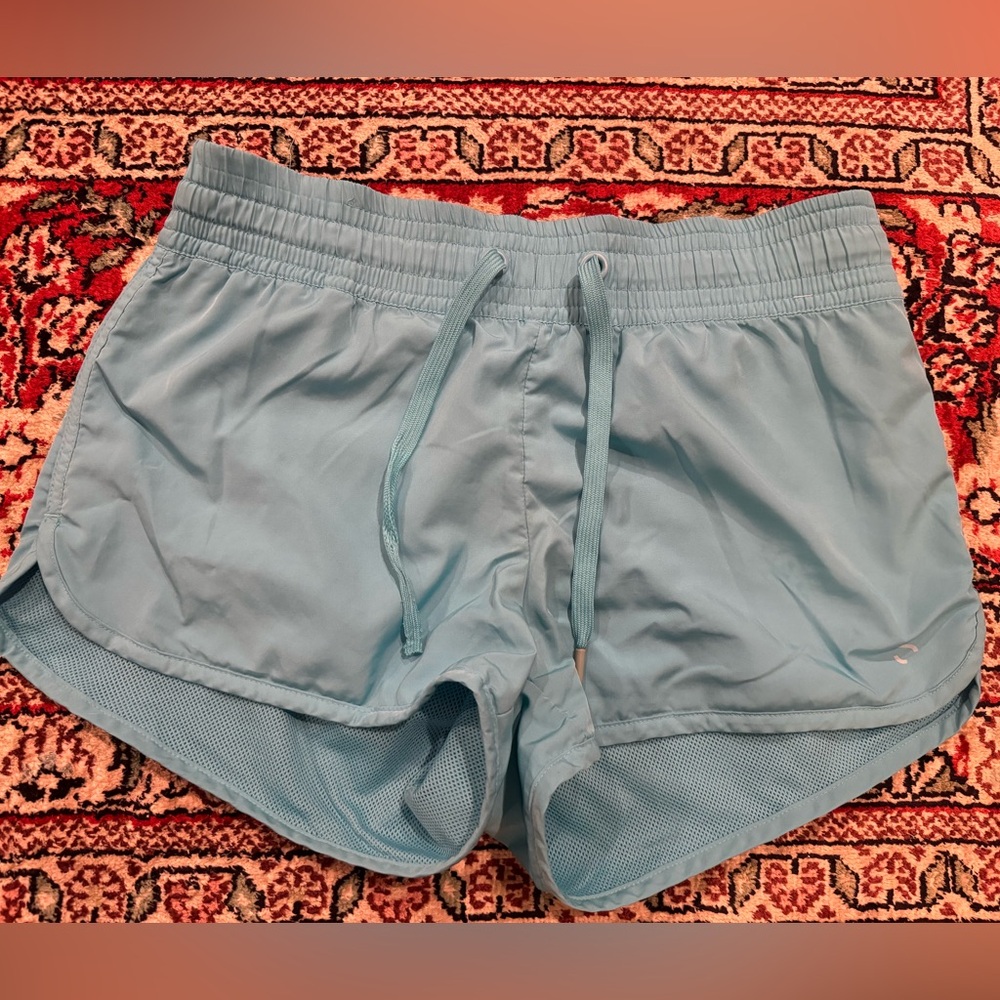 H&M Sport Sky Blue Athletic Shorts Mesh Lining Drawstring